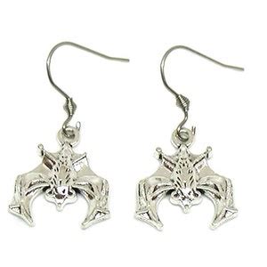 Vampire Bat Earrings, Bat Charm, Halloween Jewelry, Silver Bat Earrings ...