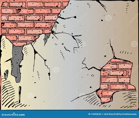 Broken Brick Wall Background Cartoon Vector | CartoonDealer.com #44344573