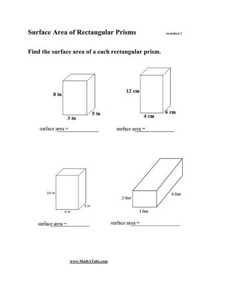 Surface Area of Rectangular Prisms