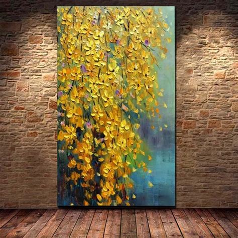 Aliexpress.com : Buy Large 100% Handp Painted Yellow Flower Abstract ...