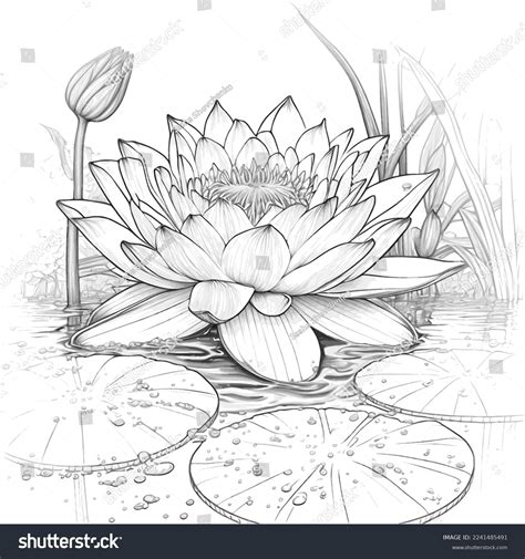 Water Lily Black White Vector Stock Vector (Royalty Free) 2241485491 ...