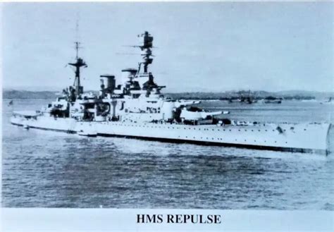 BRITISH ROYAL NAVY HMS Repulse Battle Cruiser Real Photograph Postcard ...