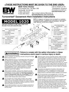 Installation Instructions - B&W Trailer Hitches / installation ...