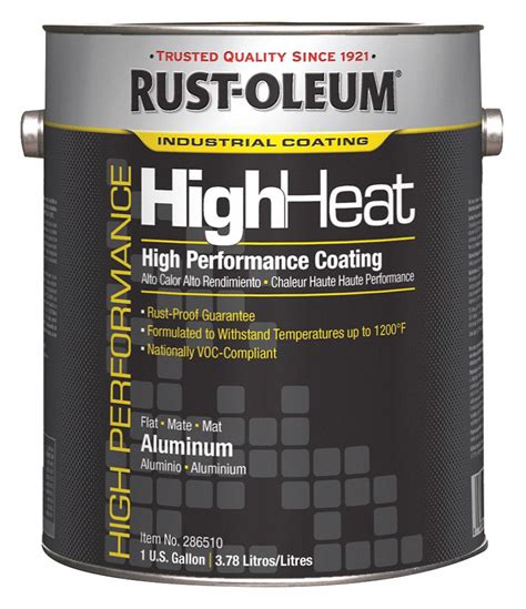 RUST-OLEUM Heat Resistant Coating, Aluminum, 1 gal, 250 to 560 sq ft ...