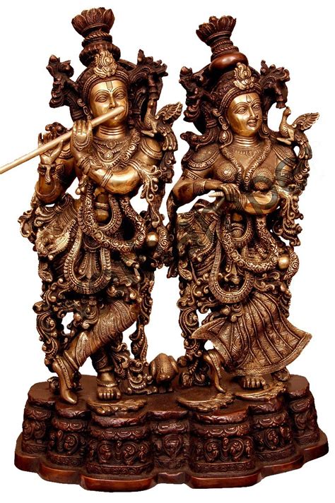 Radha Krishna Brass Statue - Puja Sanskaram