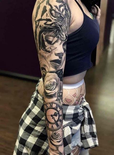 Womens Black and Grey Tattoo Sleeve by Andres Ortega | Best sleeve ...