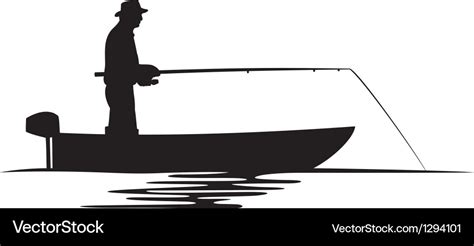 Fisherman in a boat silhouette Royalty Free Vector Image