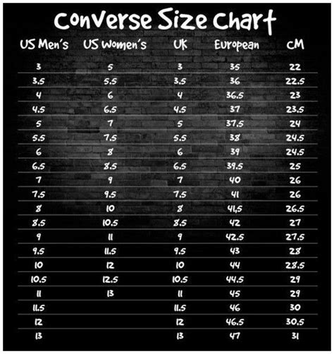 Converse Shoe Size Guide