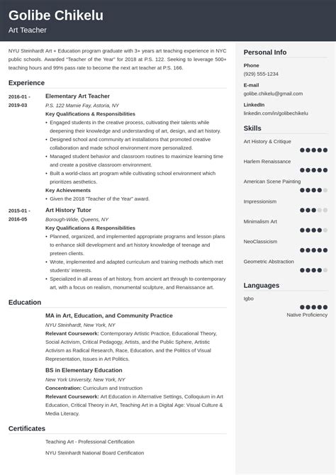 Art Teacher Resume Examples [+Objective]