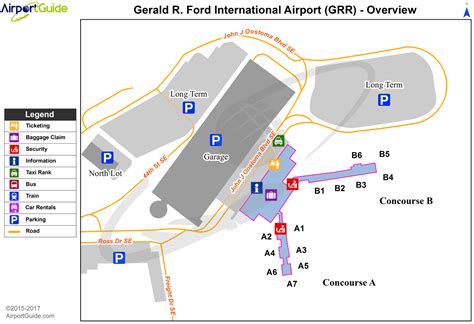 Grand Rapids - Gerald R Ford International (GRR) Airport Terminal Map ...