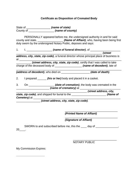 cremation certificate pdf Doc Template | pdfFiller