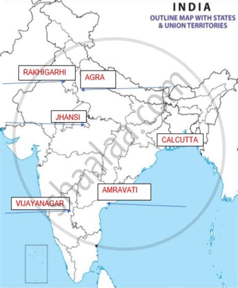 On the given political map of India, locate and label the following ...