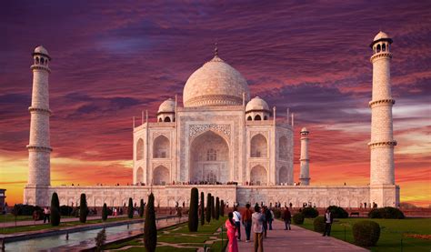 Man Made Taj Mahal Agra India Sunset Sky Uttar Pradesh Wallpaper