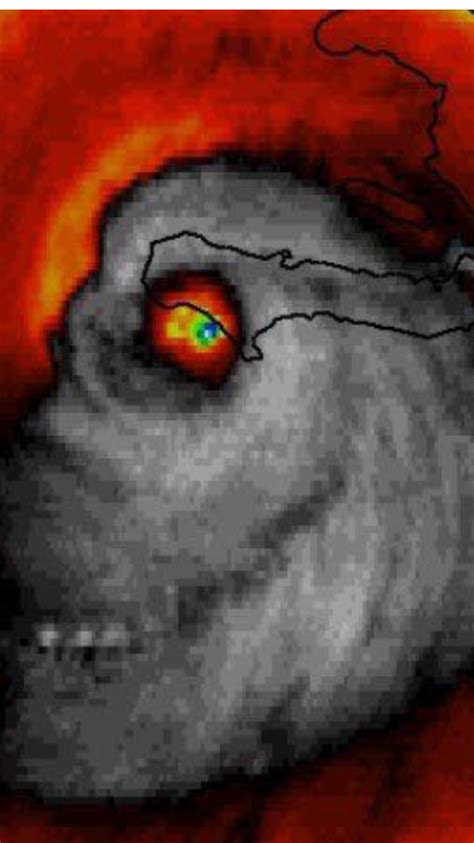 Hurricane Matthew looks like a skull with an evil smile. : r/weather