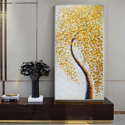 Abstract Golden Tree Wall Art Canvas Prints Modern Golden Point Pop ...