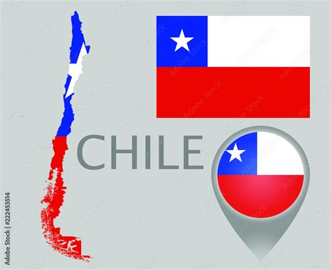 Colorful flag, map pointer and map of the Chile in the colors of the ...