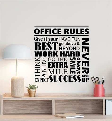 Office Rules Wall Decal Motivational Poster Office Sign - Etsy Australia