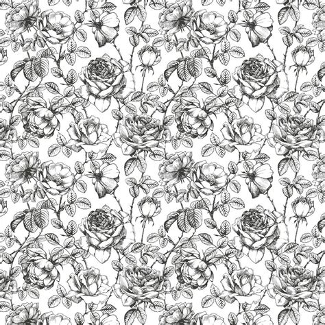 Black and White Floral Wallpaper, Romantic Floral Pattern Wall Mural ...