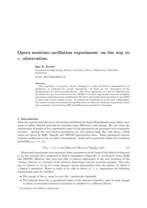 (PDF) Opera neutrino oscillation experiment: On the way to ? ? observation