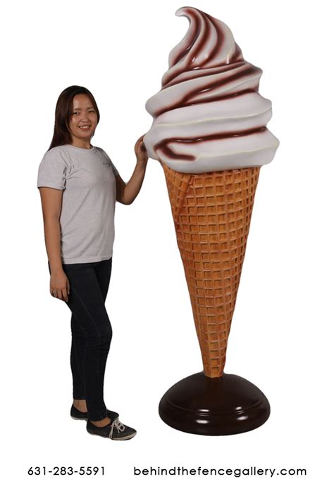 Giant Chocolate Vanilla Swirl Soft Serve Ice Cream Cone Statue Giant ...