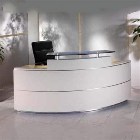 Office Reception Counter Modern Curved White Small Office Reception ...