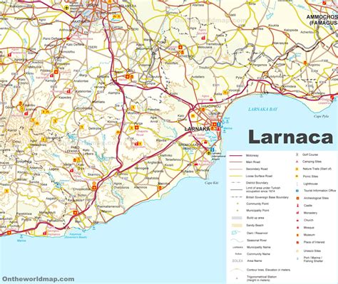 Larnaca District Tourist Map - Ontheworldmap.com