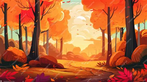 Premium AI Image | Illustration of a cartoon autumn forest with a path ...