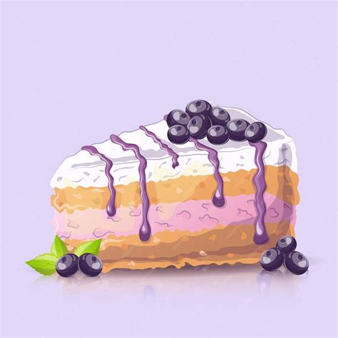 Premium Vector | Blueberry cake in cartoon style on purple background ...