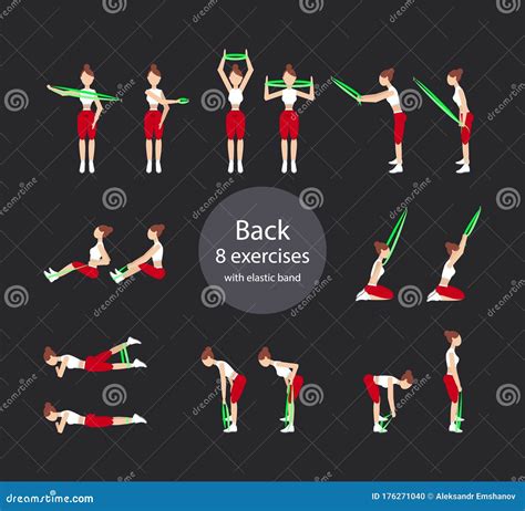 Girl Exercises with Elastic Band. Exercises for the Back Muscles ...