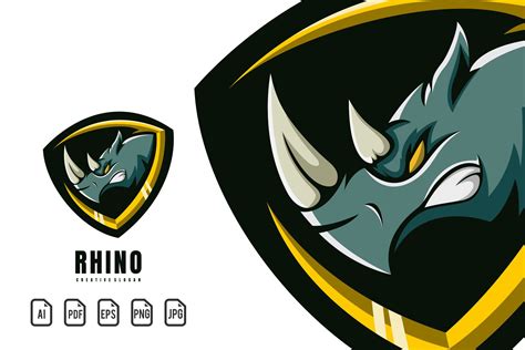 Rhino Mascot Logo Graphic by maxs_graphic · Creative Fabrica