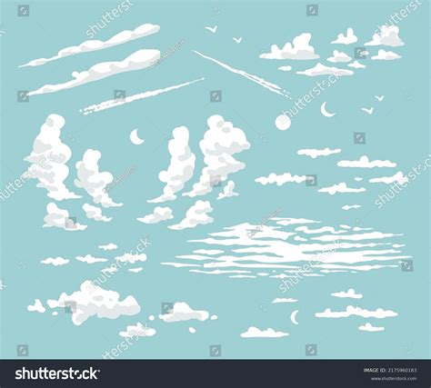 Clouds Various Shapes Kinds Cloudy Sky Stock Vector (Royalty Free ...