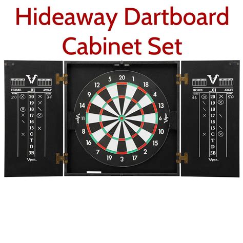 Dart Board Cabinet Set Game Sport Bristle Indoor Scoreboard Steel Tip ...