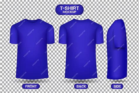 Premium Vector | Plain blue t-shirt design, with front, back and side ...