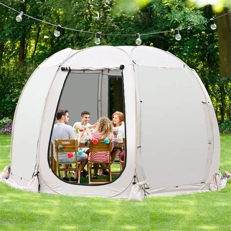 BOZTIY Canopy Outdoor Screen Tent 12 ft. x 12 ft. Beige Instant Pop-up ...