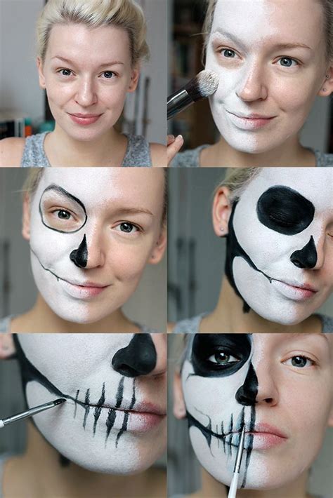 Tutorial | Simple Half Skull Glam Make-up Halloween Make-up (Zoe ...