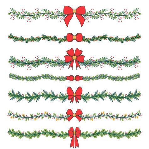 Premium Vector | Christmas garland with ribbon