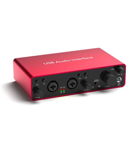 48v Phantom Power Usb Audio Interface Studio External Usb Sound Card ...