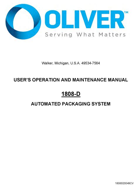 OLIVER 1808-D USER'S OPERATION Pdf Download | ManualsLib