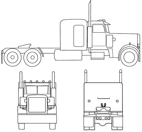 Peterbilt Semi Truck Coloring Page Drawing Sketch Coloring Page Semi ...