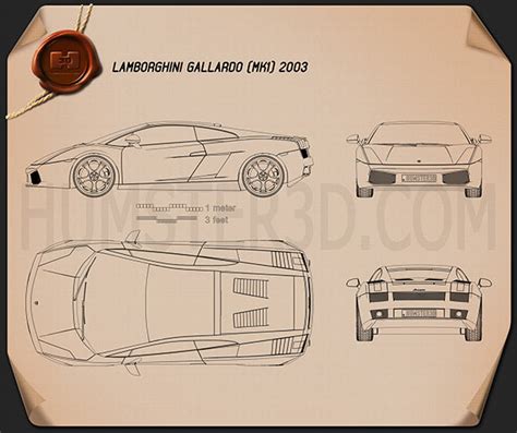 Lamborghini blueprint Download - Hum3D