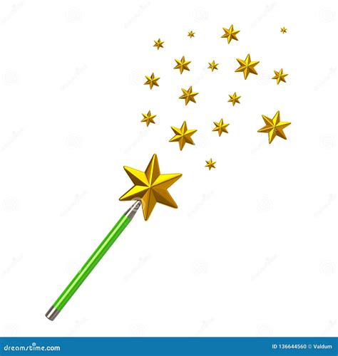 Green Magic Star Wand with Stars 3d Illustration Stock Illustration ...