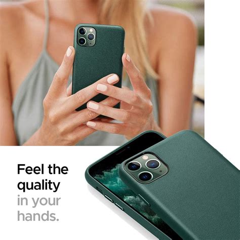 iPhone 11 Pro Max Leather Case by Spigen Forest Green Color