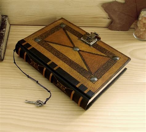 Leather Journal with Lock and Key Brown-Yellow by TeoStudio