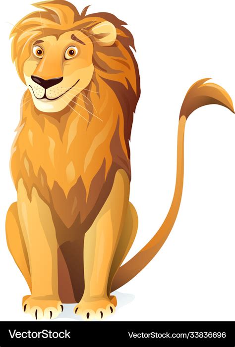 Cartoon lion sitting cute and friendly character Vector Image