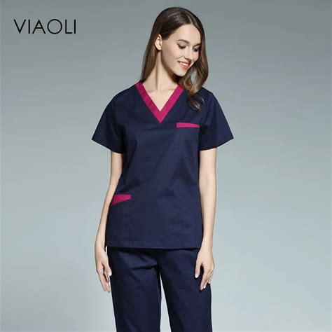 Viaoli 2017 new women's short sleeved medical scrub uniform suits ...