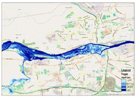 Flood map of the 1/1000 year flooding near Cork (based on [39 ...