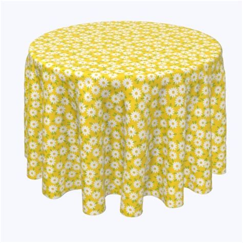 Round Tablecloth, 100% Polyester, 70 Round, Daisy Floral Design, 70 ...