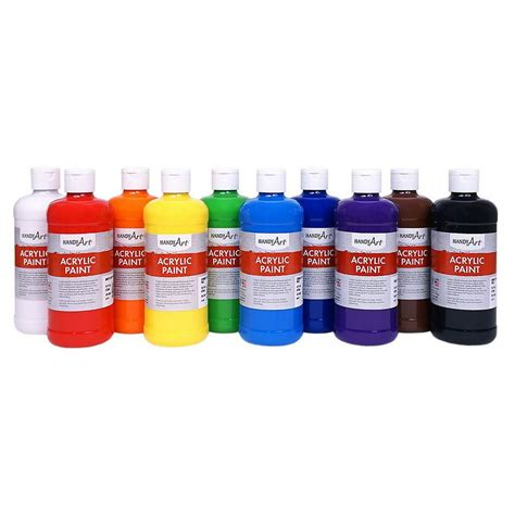 Awesome Acrylic Paint Set 10 Colors 16Oz - Basic Supplies - 10 Pieces ...