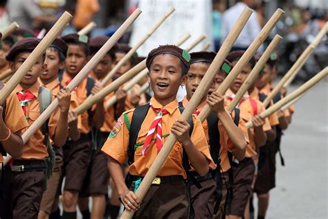 Pramuka (Scout) Day Parade in Lahewa. The Scout movement is huge in ...