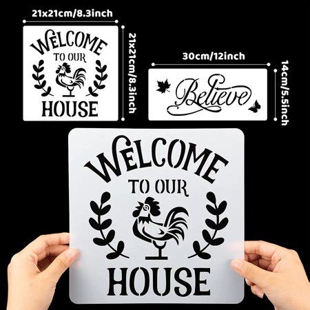 11 Pieces Farmhouse Stencil for Painting on Wood Welcome Stencil Large Stencil Wood Stencil ...